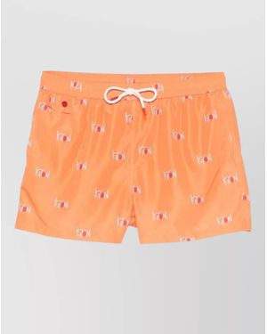 Kiton Logo Print Swim Shorts - Orange