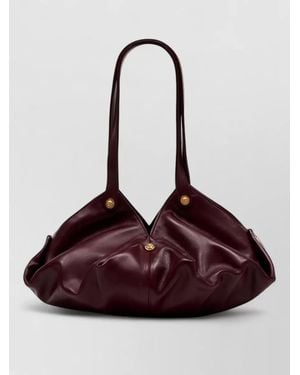 Versace Shoulder Bag Lambskin Leather Ruched Design - Purple