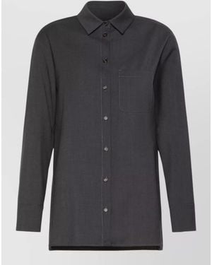 Max Mara Virgin Wool Long-Sleeve Shirt - Black