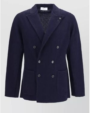 Lardini Wool Double Breasted Coat - Blue