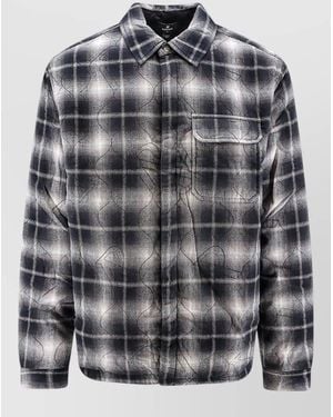 Represent Logo Quilted Madras Shirt Jacket Pocket - Gray