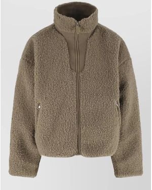 Entire studios High Collar Coat Side Pockets Textured - Brown