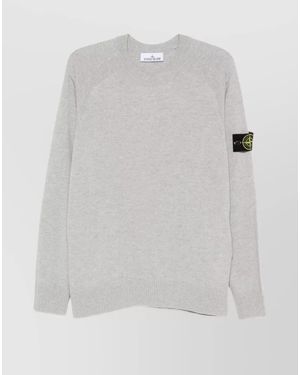 Stone Island Virgin Wool Crew Neck Jumper - White