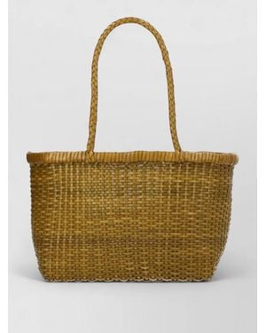 Dragon Diffusion Vintage Mesh Tote Leather Beach Bag - Natural