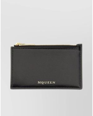 McQueen Leather Zipped Cardholder - Grey