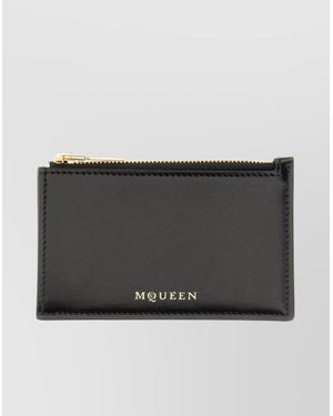 McQueen Leather Zipped Cardholder - Grey