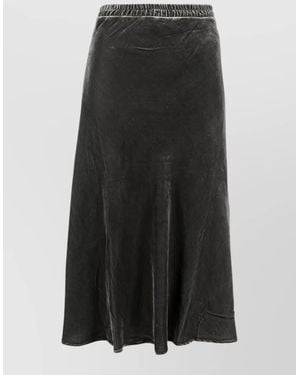 Gold Hawk Velvet High-Rise Maxi Skirt - Black