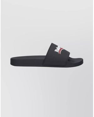 Balenciaga Rubber Logo Pool Slides - Black