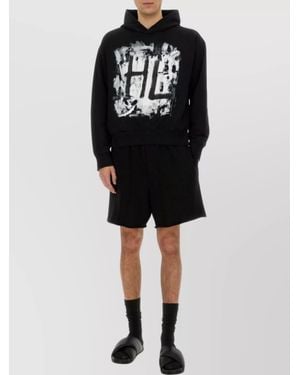 Helmut Lang "Doodle" Graphic Print Hooded Sweater - Black