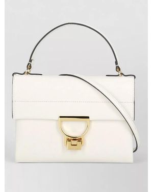Coccinelle Pebbled Leather Shoulder Bag Top Handle - Natural