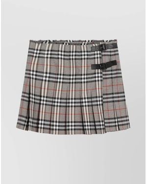 Burberry Wool Checked Pleated Skirt - Metallic