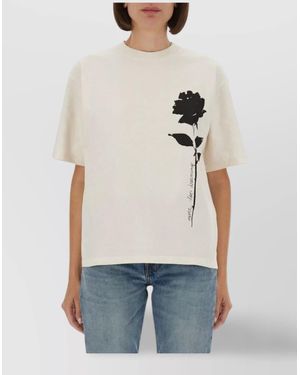 Golden Goose Crew Neck Graphic Print Short Sleeves Top - Natural