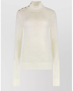 TOTEME High Neck Wool Pullover Long Sleeves - White
