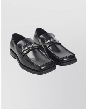 Martine Rose Modern Square Toe Loafers With Chain Detail - Black