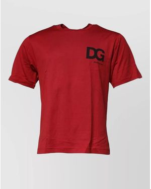 Dolce & Gabbana Dg Logo Cotton Crew Neck T Shirt - Red