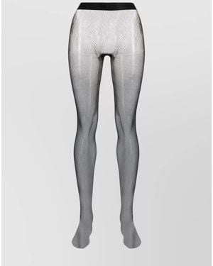 Wolford Fishnet Semi-Sheer Tights - Grey