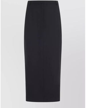 Theory High Waist Wool Blend Midi Skirt - Black