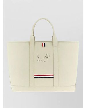 Thom Browne Leather Perforated Tote Bag - Natural