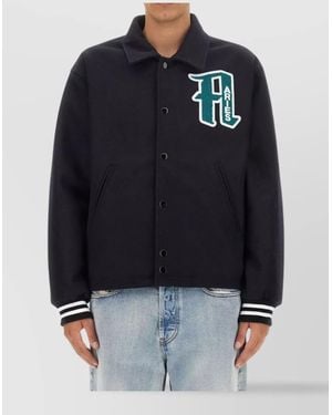 Aries Oversize Ribbed Cuffs Hem Side Pockets Jacket - Blue