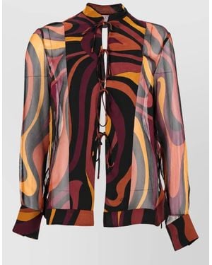 PUCCI Silk Creponne Printed Shirt - Brown