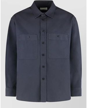 Lemaire Utility Overshirt Cotton Twill Multiple Pockets - Blue
