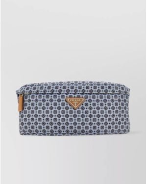 Prada Geometric Print Rectangular Belt Bag - Blue