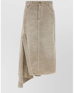 Haikure Cotton Asymmetric Skirt - Natural