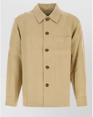 LeKasha Linen Shirt Long Sleeves Chest Pocket - Natural