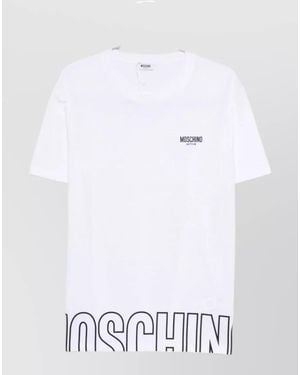 Moschino Short Sleeve Crew Neck Straight Hem T-Shirt - White