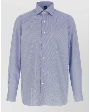 Finamore 1925 Cotton Long-Sleeve Shirt - Blue