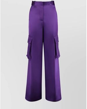 Versace Satin High-Rise Wide-Leg Cargo Trousers - Purple