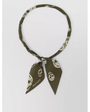 McQueen Silk Foulard Featuring Signature Skull Motif - Multicolor