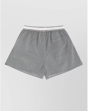 Sporty & Rich Striped Cotton Knee-Length Shorts - Grey