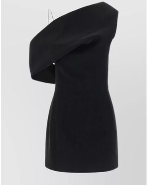 Jacquemus Asymmetric One Shoulder Mini Dress - Black