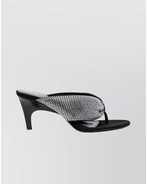 The Attico Leather Crystal-Embellished Thong Sandals - Black