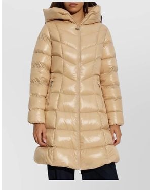 Moncler Down Hooded Slim-Fit Mid-Length Parka Coat - Natural