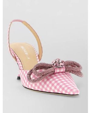 Mach & Mach Slingback Court Shoes Double Bow Kitten Heel - Pink