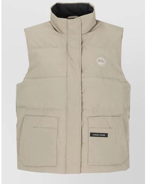 Canada Goose Padded Sleeveless Coat High Neck Pockets - Natural