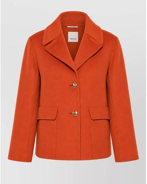 Max Mara Wool Single-Breasted Coat - Orange