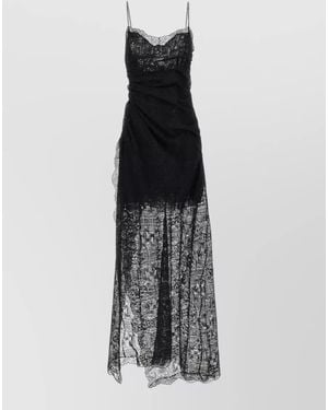 Ermanno Scervino Lace Draped Sleeveless Maxi Dress - White