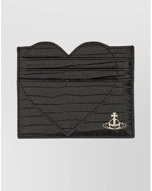 Vivienne Westwood Heart Shaped Crocodile Texture Purse - Black