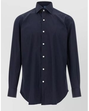 Finamore 1925 Cotton Long-Sleeve Shirt - Blue