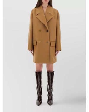 Moschino Lapel Sleeve Double-Breasted Pocket Coat - Natural