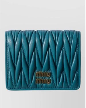 Miu Miu Matelassé Nappa Leather Wallet - Blue