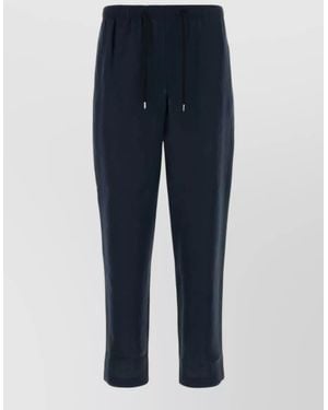 Cellar Door Alfred Linen Trousers Cuffed Hem Design - Blue