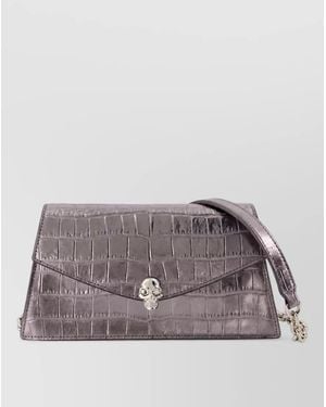 McQueen Skull Mini Leather Shoulder Bag - Grey