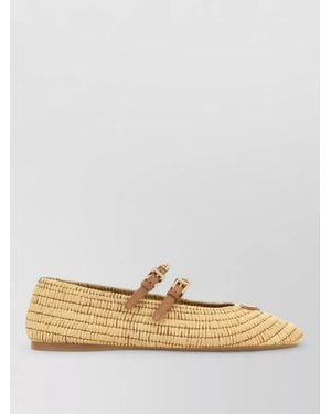 Prada Raffia Ballet Flats Flat Sole Round Toe - Multicolour