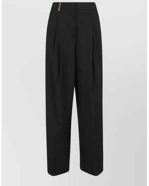 Peserico Technical Fabric Trousers Pleats Side Pocket Beltloops - Black