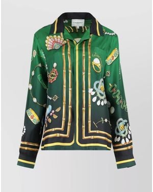 CASABLANCA Printed Silk Shirt - Green