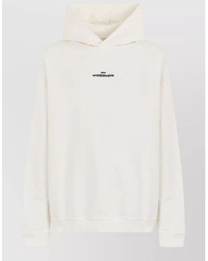 Maison Margiela Cotton Logo-Embroidered Hooded Sweatshirt - White